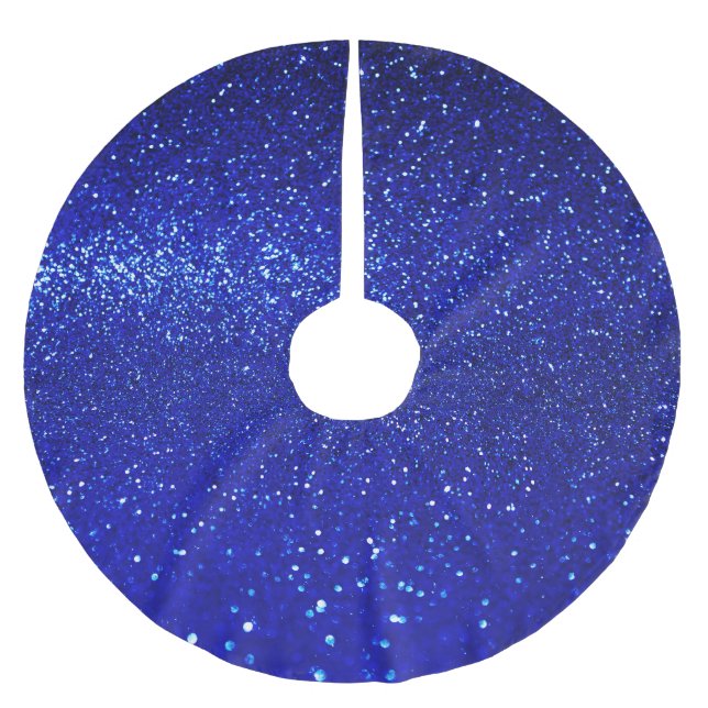 Schimmerblauer Glitzer Leinwand Polyester Weihnachtsbaumdecke (Vorderseite)