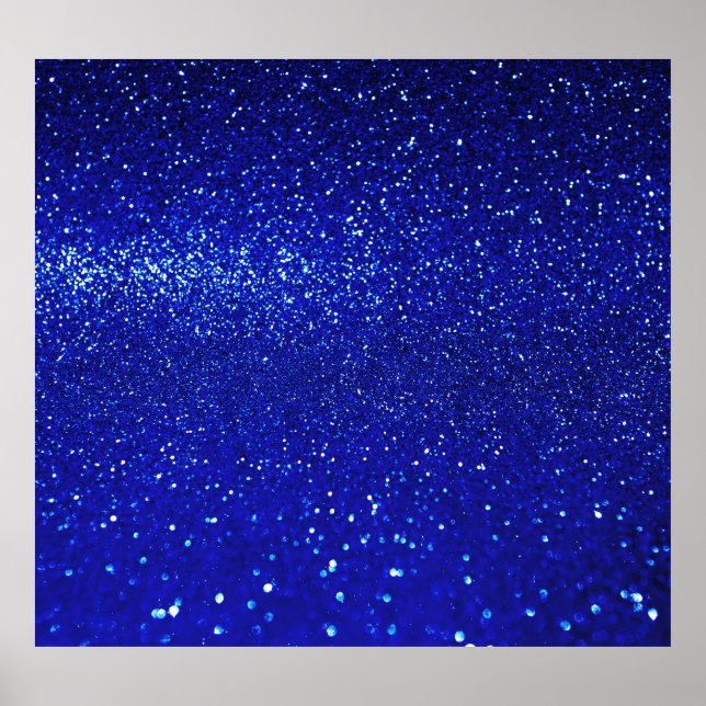 Schimmerblauer Glitzer Leinwand Poster (Vorne)