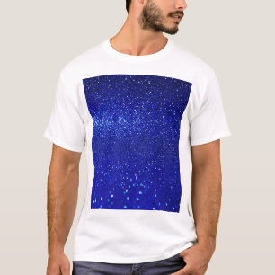 Schimmerblauer Glitzer Leinwand T-Shirt