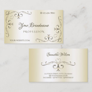 Schimmercreme Verzierte Eckbänder Ornamental Visitenkarte