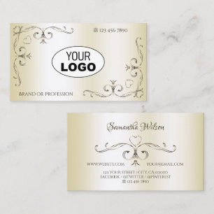 Schimmercreme-Verzierte Ecken mit Logodekoration Visitenkarte