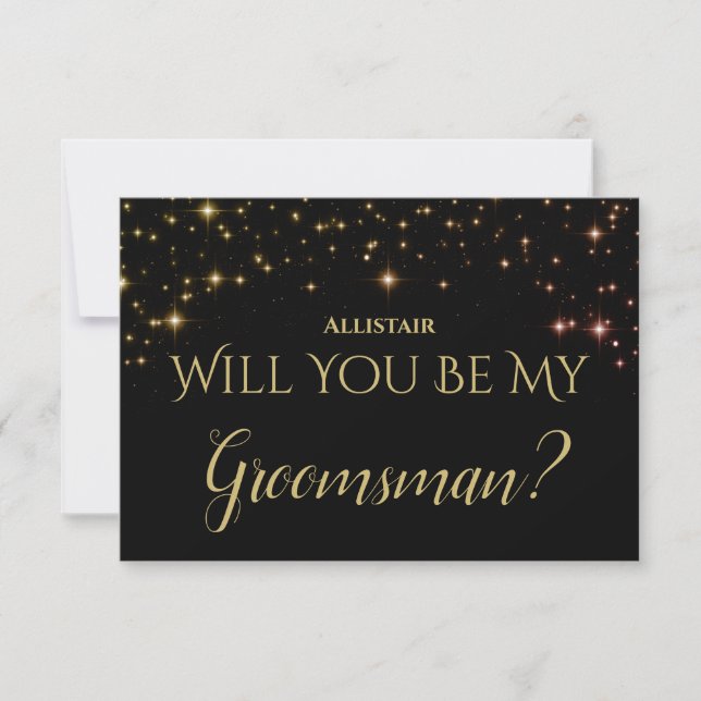 Schimmerende Glitzern Werden Sie mein Trauzeuge se RSVP Karte (Vorderseite)