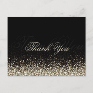 Schimmerende Silver Glitzer Black Danke Postcard Postkarte