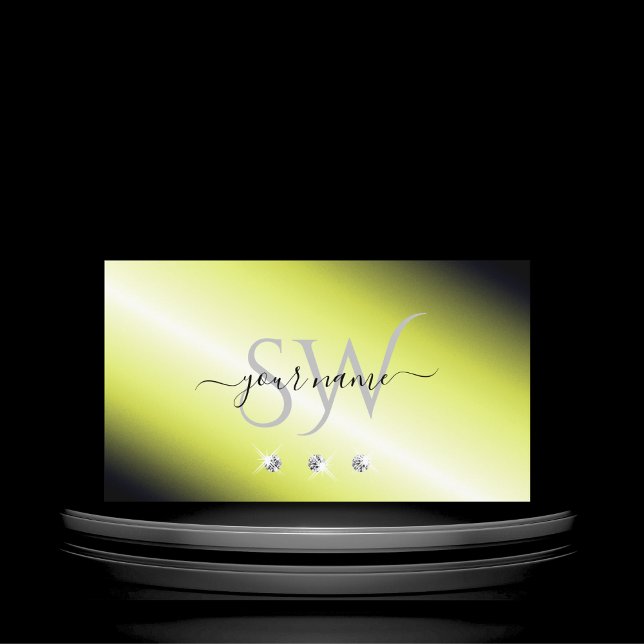 Schimmergelbes Silberglanz-Sparkling-Karo-Monogram Visitenkarte (Von Creator hochgeladen)