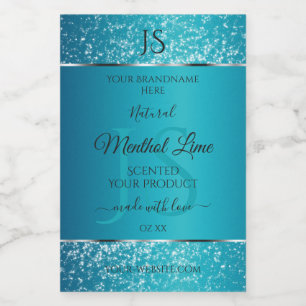 Schimmerly Aquamarin mit Glitzer Initials Product  Lebensmitteletikett