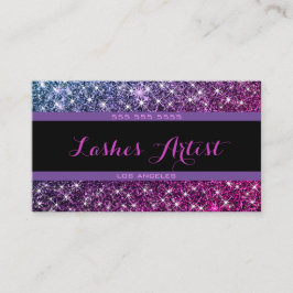 Schimmernd Lila Pink Ombre Glitzer Stars Lashes Visitenkarte