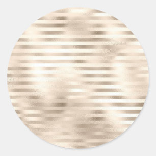 Schimmernde Bronze linierte Vorlage, Faux-Textur Runder Aufkleber