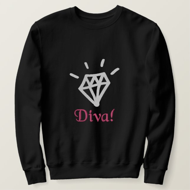 schimmernde Diamantdiva bestickt Besticktes Sweatshirt (Design vorne)