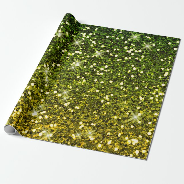 Schimmernde dunkelgrüne GoldGlitzern Geschenkpapier (Ungerollt)