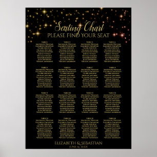 Schimmernde Funken 16 Tisch-Hochzeits-Sitzplan Poster