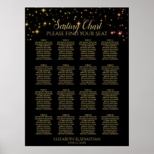 Schimmernde Glitzern 16 Tafelsitzkarten Poster