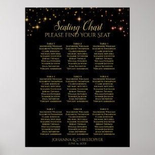 Schimmernde Glitzern 9 Tabelle Hochzeitstabelle Poster