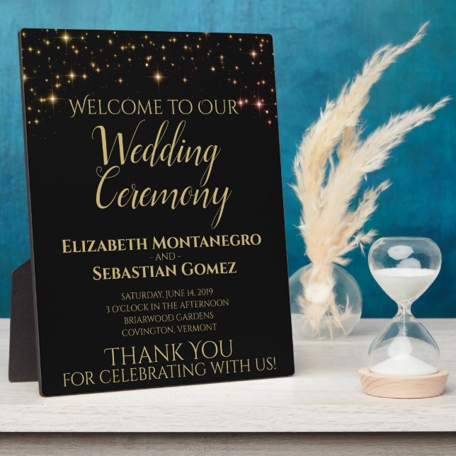Schimmernde Glitzern Hochzeitsplatz Fotoplatte (Seite)