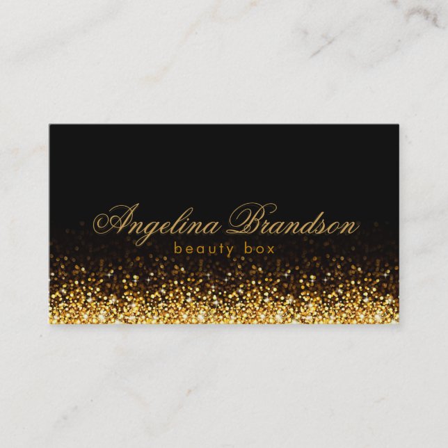 Schimmernde Gold Beauty Expert Damask Black Card Visitenkarte (Vorderseite)