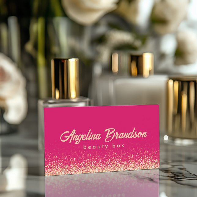 Schimmernde Gold Beauty Expert Damask Pink Card Visitenkarte (Perfect for business)