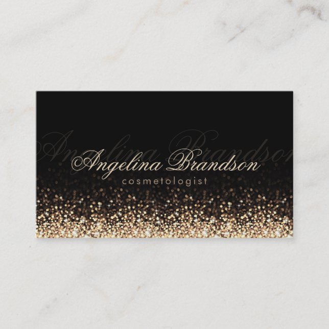 Schimmernde Gold-Kosmetologe Damask Black Card Visitenkarte (Vorderseite)