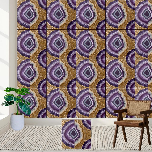 Schimmernde Gold- und Lila Matrix-Geode-Tile Fliese (Shimmering Gold And Purple Matrix Geode Tile)