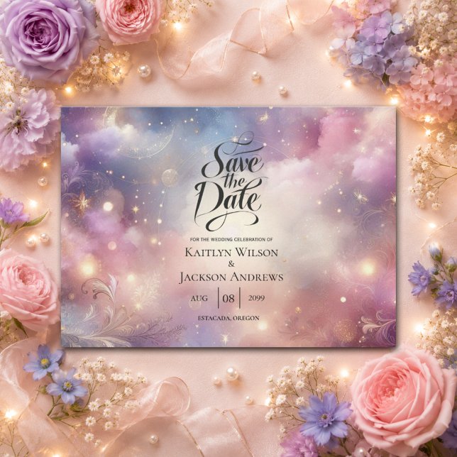 Schimmernde Himmelshardust-Hochzeiten Save The Date (Von Creator hochgeladen)
