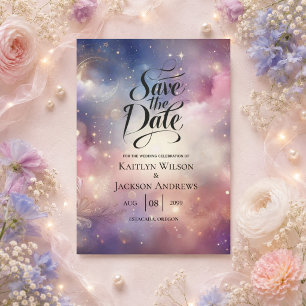 Schimmernde Himmelssternchen-Hochzeit Save The Date