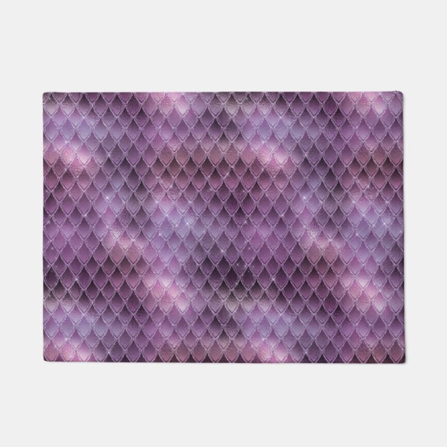 Schimmernde Lila Ombre- und Glitzer-Drachenrollen Fußmatte (Vorderseite)