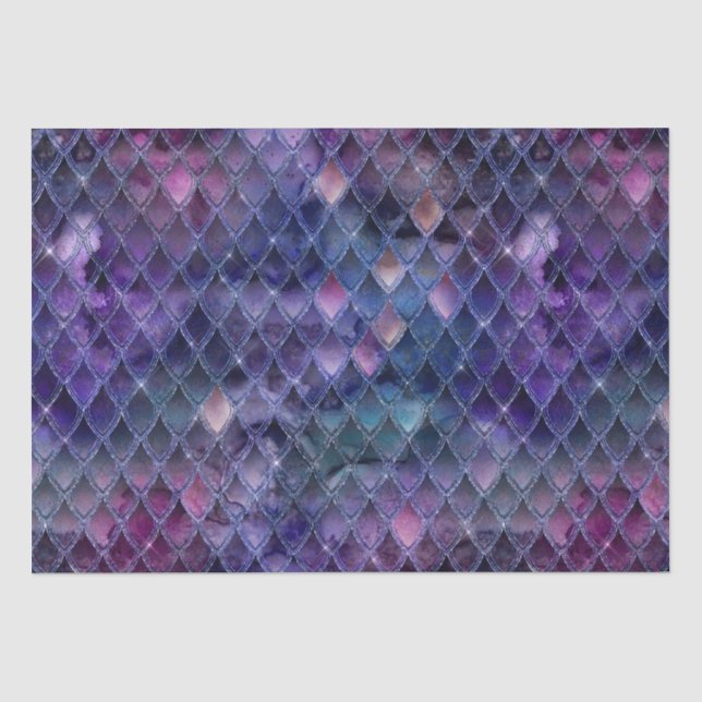 Schimmernde Lila Ombre- und Glitzer-Drachenrollen Seidenpapier (Vorderseite)