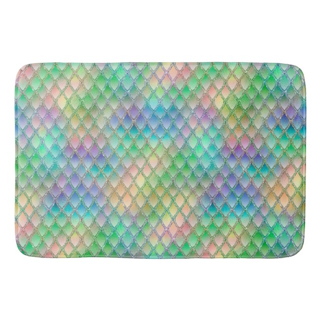Schimmernde Pastel-Regenbogen- und Glitzer-Drachen Badematte (Vorderseite)