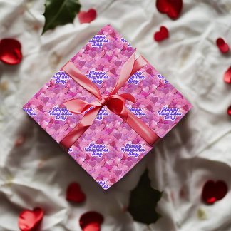 Schimmernde rosa Herzen Geschenkpapier