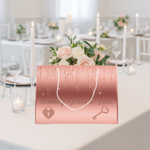 Schimmernde Rose Gold Confetti Cascade Große Geschenktüte