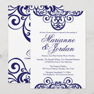 Schimmernde Sapphire Verzierte Hochzeitseinladunge Einladung
