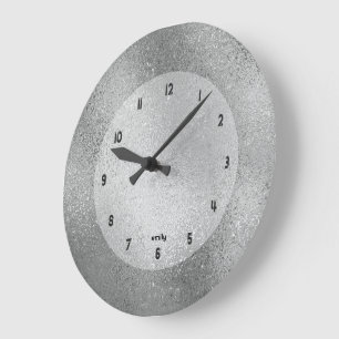 Schimmernde Silber-Hintergrund-Bildstruktur Große Wanduhr
