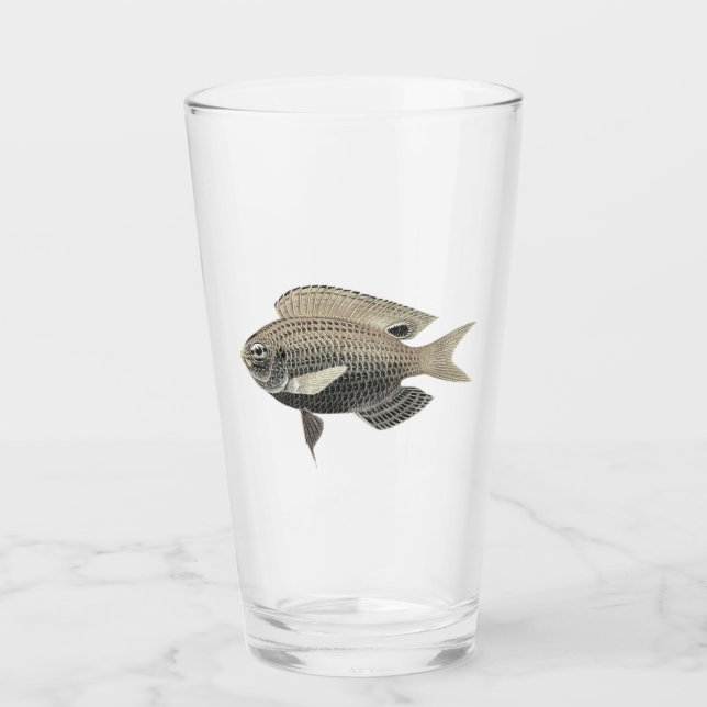 Schimmernde Silber- und Goldfische Glas (Vorderseite)