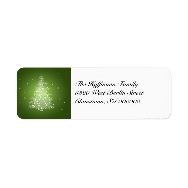 Schimmernde Weihnachtsbaum-Rücksendeadressen-Aufkl (Vorne)
