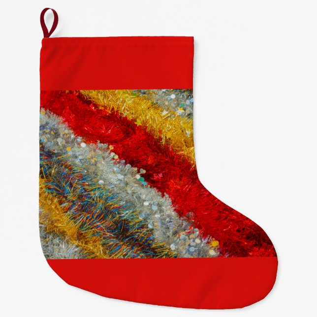 schimmernde Weihnachtsdrähte auf WeihnachtsStrumpf Großer Weihnachtsstrumpf (Vorderseite)