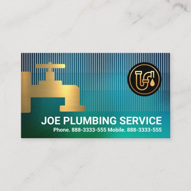 Schimmernder Blue Water Plumbing Service Visitenkarte (Vorderseite)