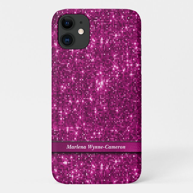 Schimmernder "Disco Ball" Vivid Magenta Rosa Glitz Case-Mate iPhone Hülle (Rückseite)