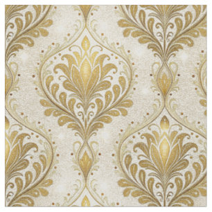 Schimmernder Gold-Damask-Druck Blumendesign-Muster Stoff