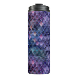 Schimmernder lila Ombre- und Glitter-Drachenschupp Thermosbecher