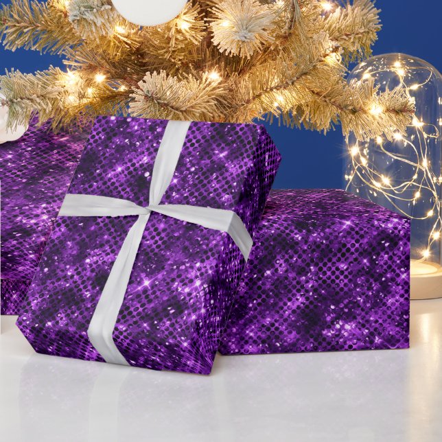 Schimmernder Ozean Glamour Lila Glitzer Geschenkpapier (Feiertage)