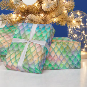 Schimmernder Pastell-Regenbogen & Glitzer-Drachens Geschenkpapier