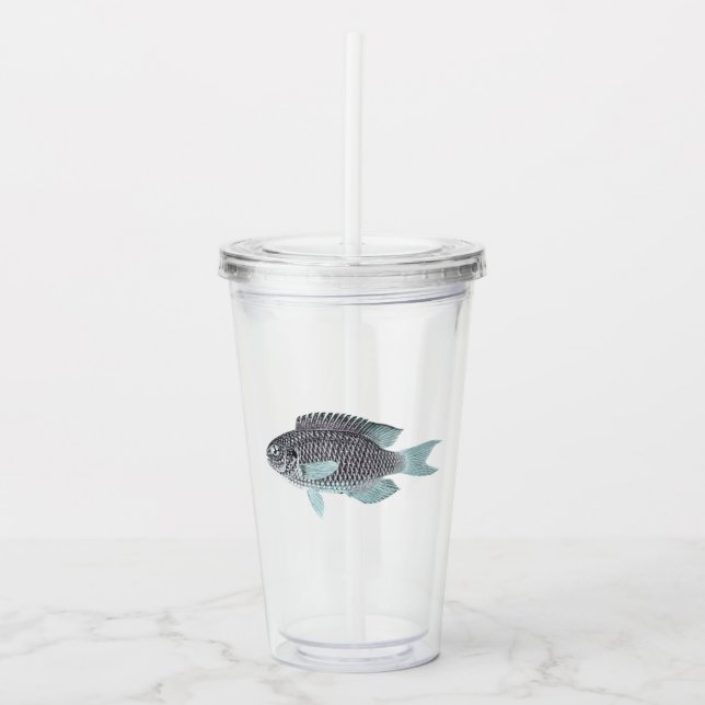 Schimmernder Silberfisch Acryltrinkbecher (Vorderseite)