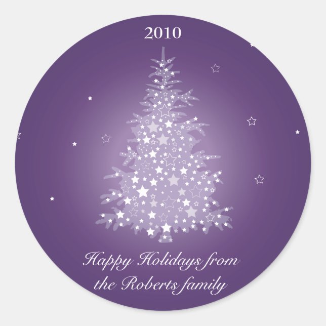 Schimmernder Weihnachtsbaum-Aufkleber Runder Aufkleber (Vorderseite)