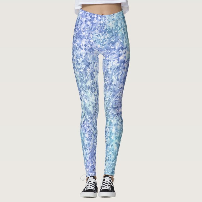 Schimmerndes Aquamarines Blau und Lila Prisma Leggings (Vorderseite)