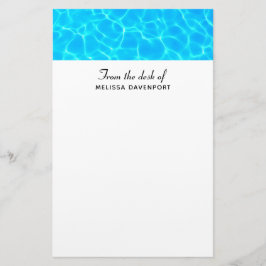 Schimmerndes Blue Pool Water Reflections Foto Briefpapier