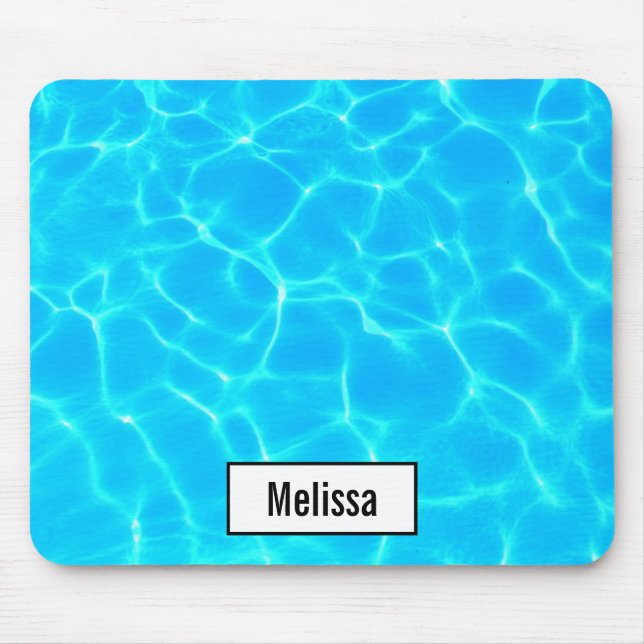 Schimmerndes Blue Pool Water Reflections Foto Mousepad (Vorne)