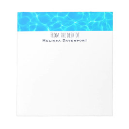 Schimmerndes Blue Pool Water Reflections Foto Notizblock