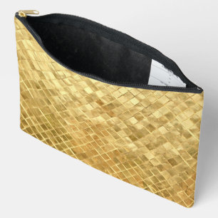 Schimmerndes goldenes Fliesenmuster Zubehörtasche