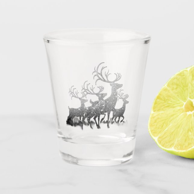 Schimmerndes Rentierglas Schnapsglas (Vorderseite)