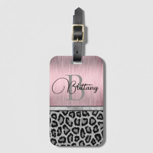 Schimmerrosa Personalisierter Leopard Gepäckanhänger