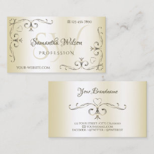Schimmery Cream Ornamental Verziert Corners Initia Visitenkarte