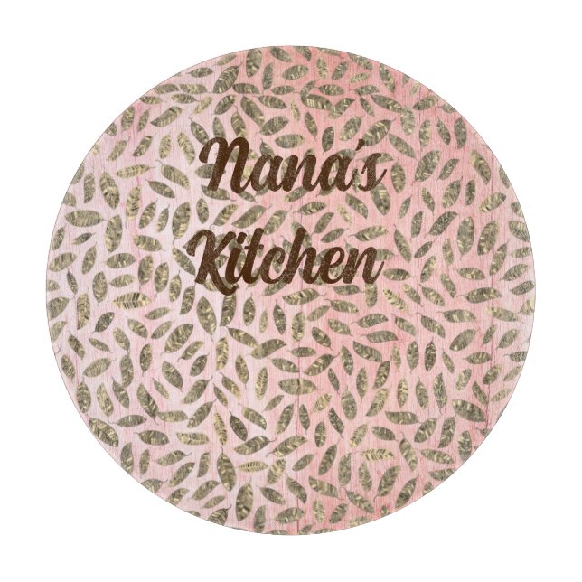 Schimmery Gold Blätter auf Rosa Holz Personalisier Schneidebrett (Vorderseite)